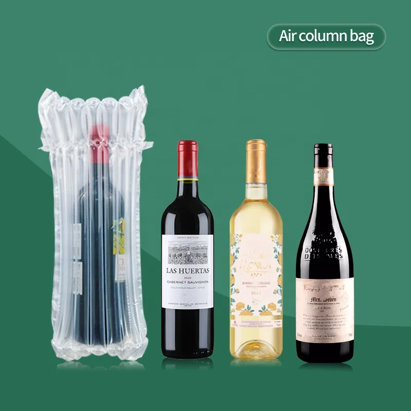 Transparent Inflatable Bubble Cushion Wrap Material Protective Air Column Bag For Wine Bottle Packing,