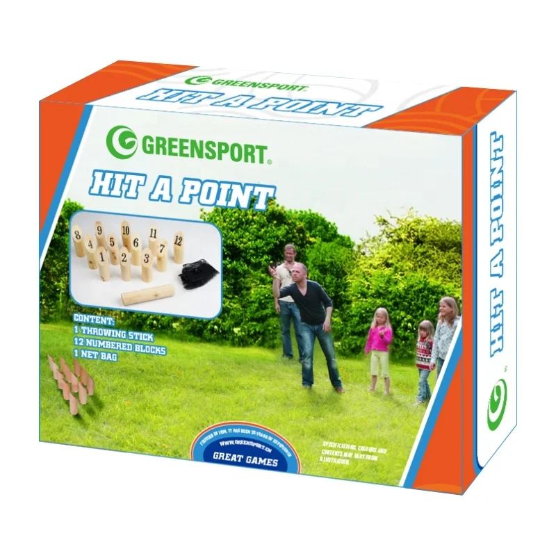 Portable WOODEN games  numbered blocks and throwing sticks hit a point wooden lawn games