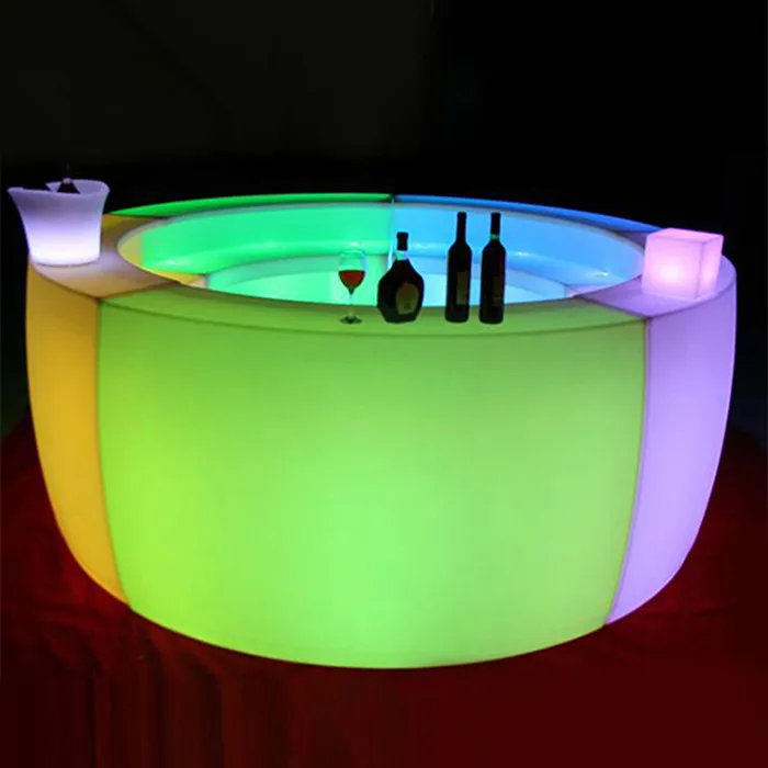 RGB lighting up bar furniture table sectional LED curved bar counter