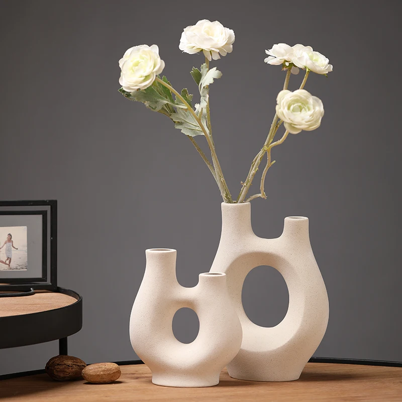Ceramic Floral Vases For Decoration Creative Stoneware Vases Decor Modern Stem Vase