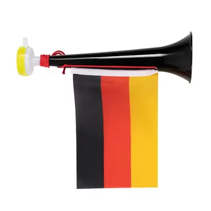Custom Creative Design Noise Makers Plastic Toy Trumpet Sporting Games Football Horn Blow Whistles With National Flag