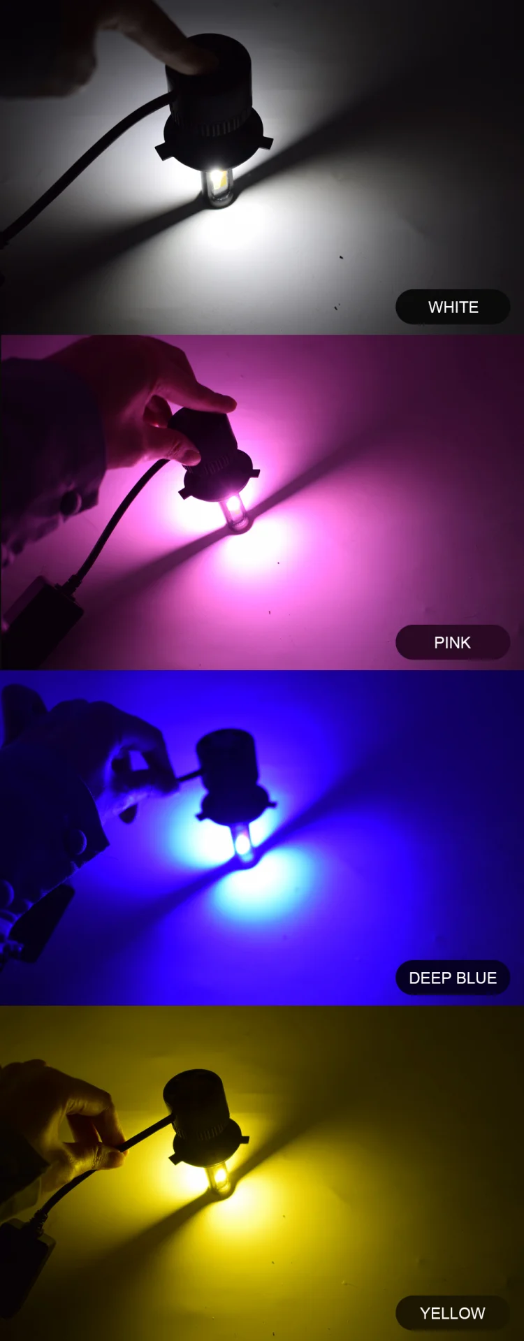 4-color flash led headlight H1 kit COB 8000LM 36W auto fog lamp driving bulbs s2 led headlight 4 color flash