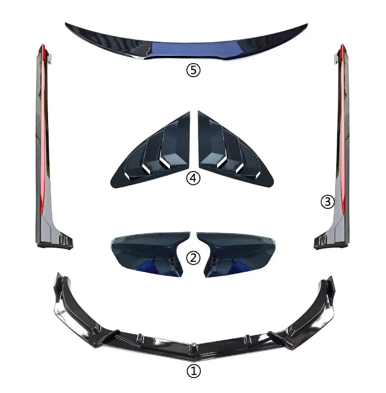 Auto Parts Body Kits Front Bumper Lip Splitter Side Skirt ABS Gloss Black Rear Wing Spoiler For 2016-2019 Chevrolet Malibu XL