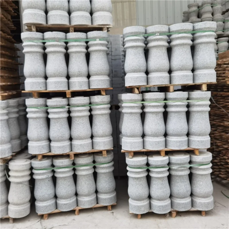 Exterior Grey Granite Villa Landscape Rail for Stair Case Balcony Baluster Polished Outdoor Balcony Railings Graphic Design