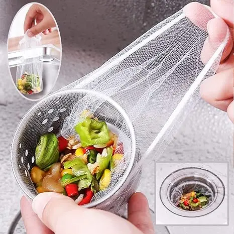 Sink Drain Strainer Basket Net Multifunction Sink Strainer Bag Kitchen Food Catcher Filter Bag For Waste Wash Vegetables Fruits