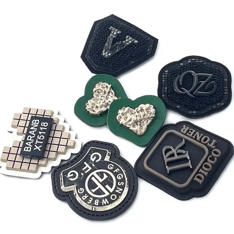 Italian Cinch Strap Goods Personalize PU Fake Triangle Golden Leather Patches Oild Edges For Bags