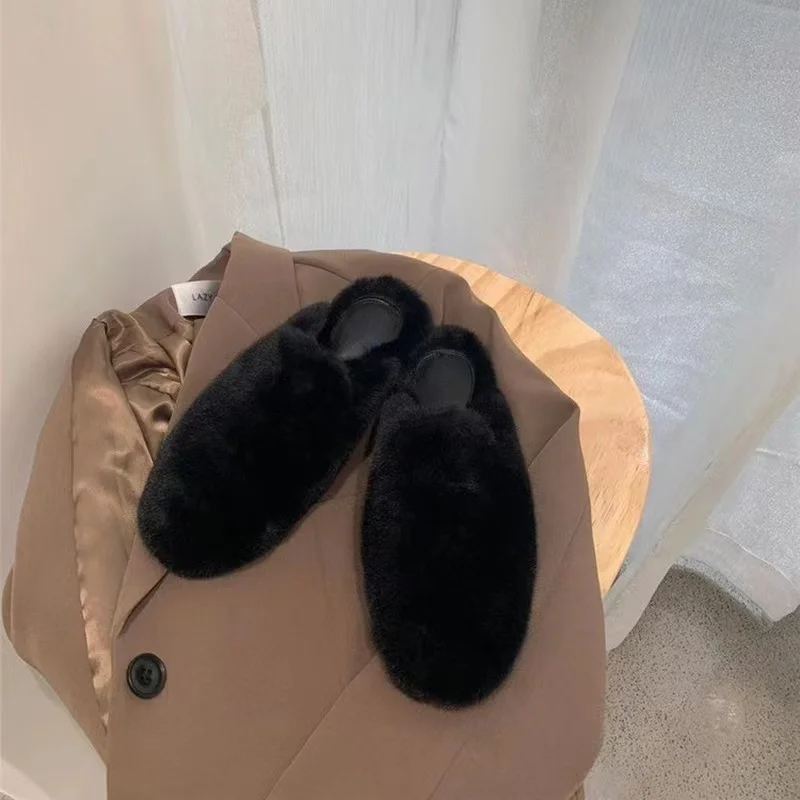 Wholesale 1 pair custom logo fluffy real fox raccoon fur slipper furry fur slides for women