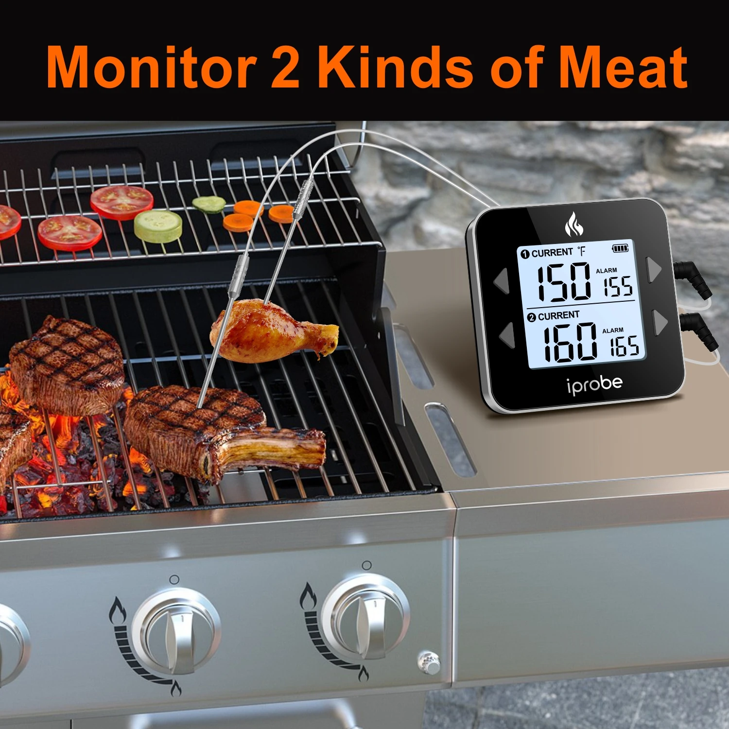 Wireless BBQ Thermometer with High Resistant Probes Cooking Food Oven Grill Thermometers With Timer