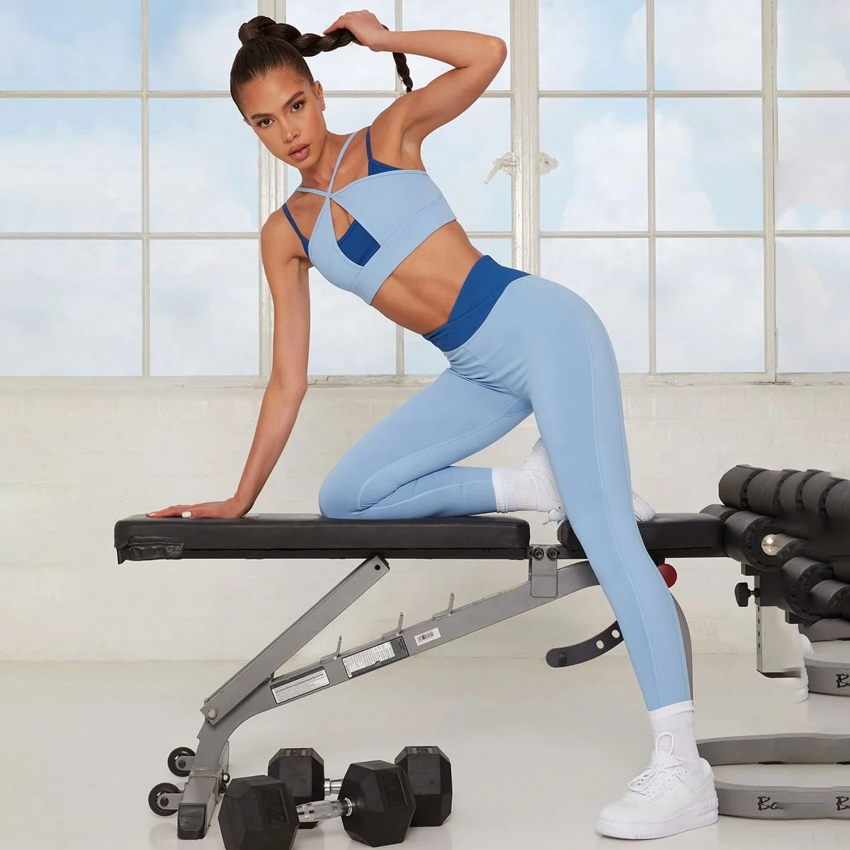 KC Wholesale High Quality Women New Naked Fitness Yoga Wear  Long Sleeve 5 Piece Crop Top Sports Wear Set