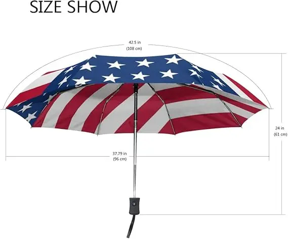 Recommended Style Favorable 190T Pongee UV Automatic Folding USA American Flag Umbrella for Adults