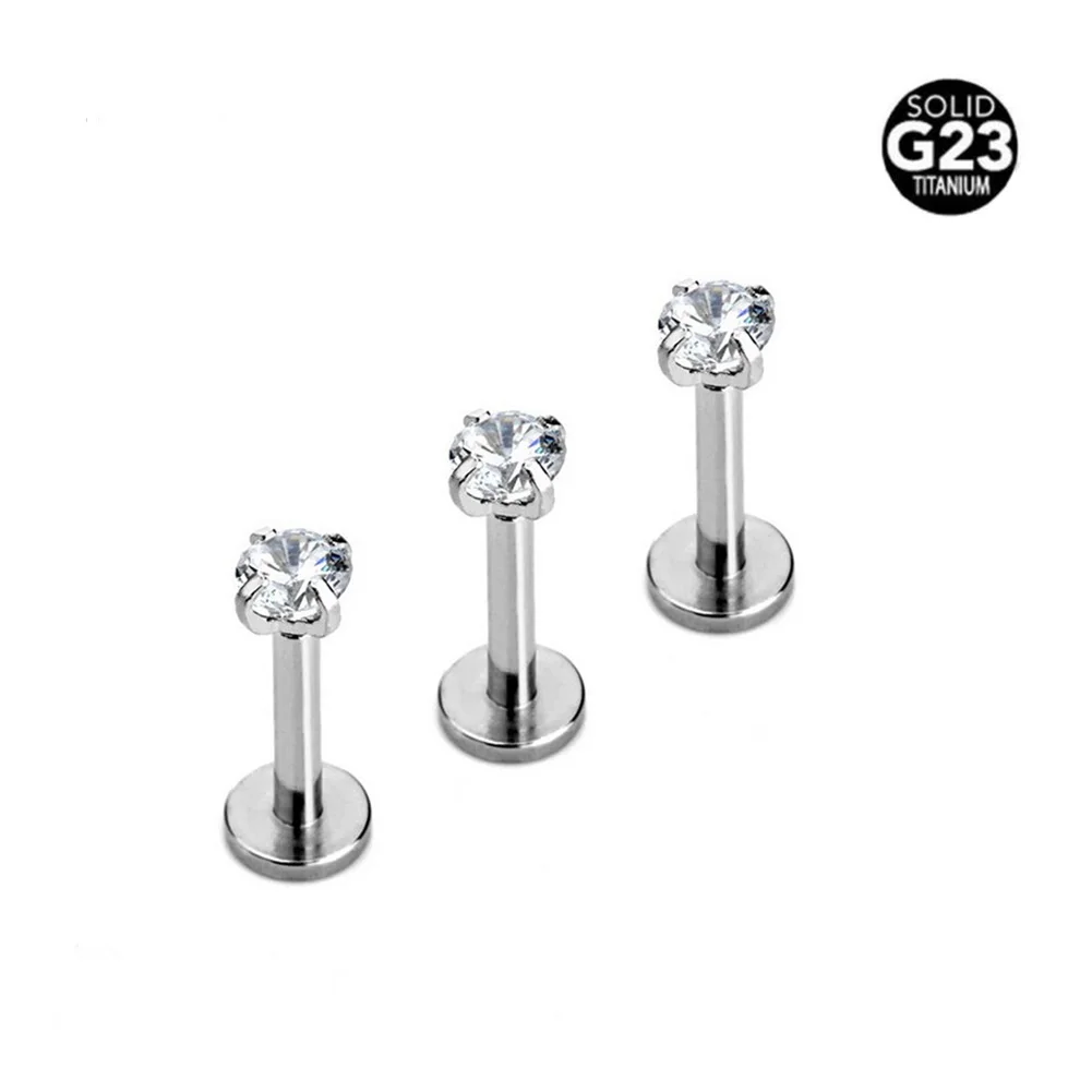 
 Кольцо для пирсинга G23 ASTM F136, ювелирное изделие из титана с внутренней резьбой, 16 г, с цирконием, для Козелка, раковины, хряща губ, губ  