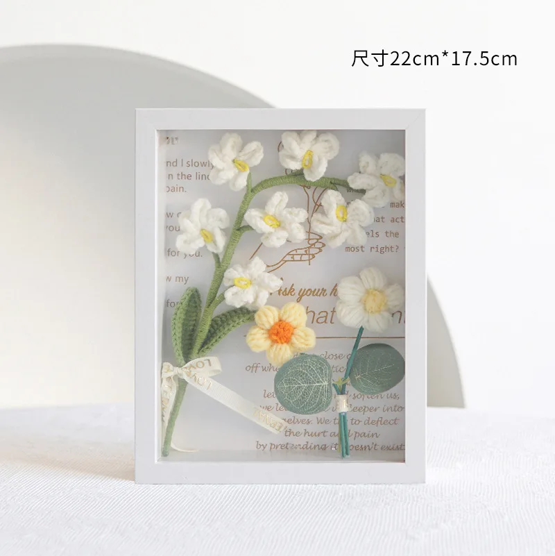 Handmade Knitted Flower Photo Frame  Home Decoration Lily Of The Valley  Crochet Gift Wall Decoration