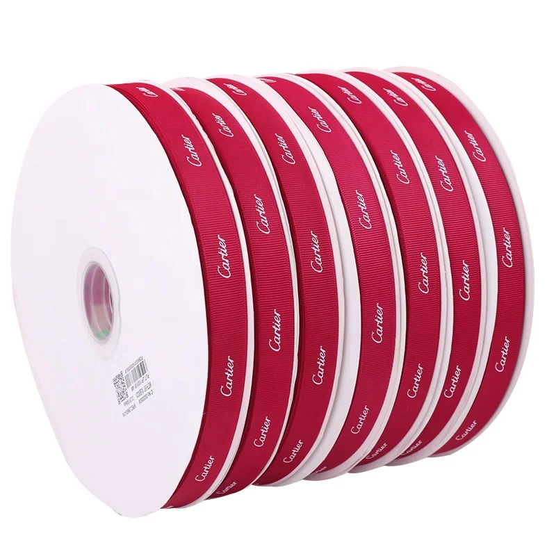 Yiwu factory Custom 100%  fabric ribbon white company printing logo Wrapping