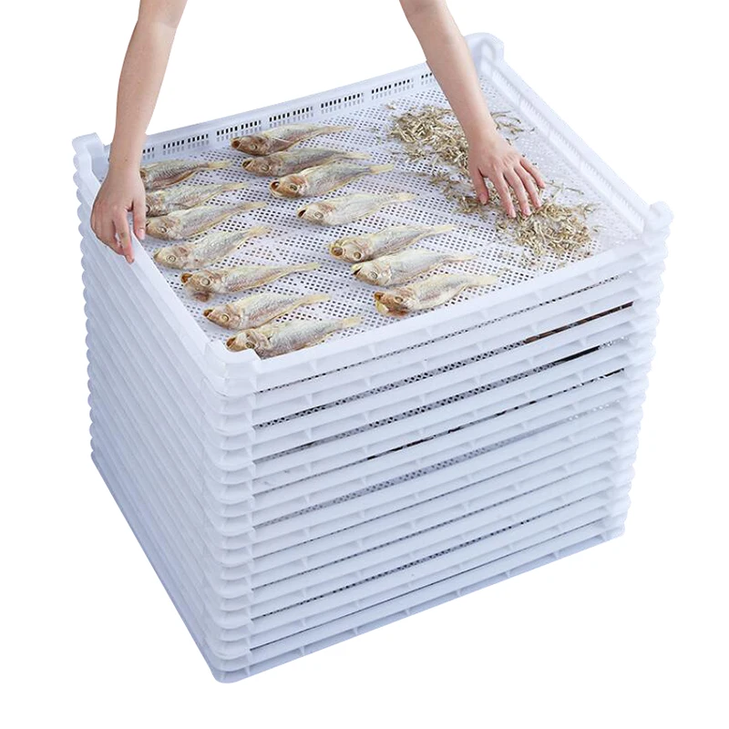 Manufacture 600x800x75mm cheap price hdpe food grade stackable drying plastic tray for drying seafood/fruits/vegetables