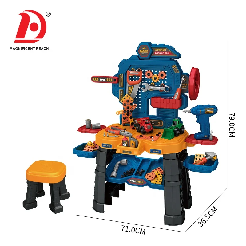 HUADA 2023 Children Electric Drill Engineer Toy Pretend Play Game Workshop Tools Toys For Boy