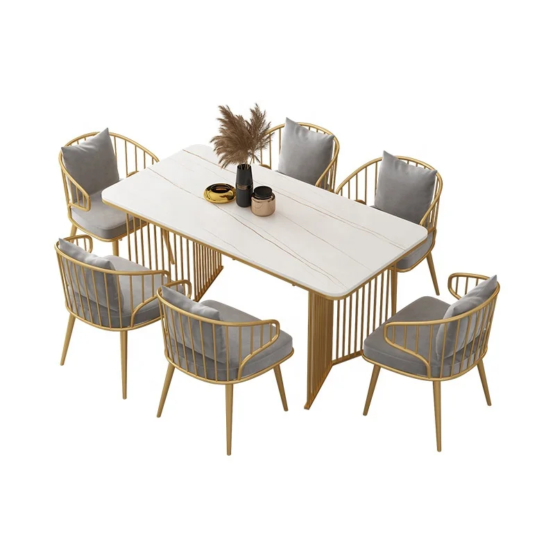 Скандинавский стол и стул для ресторана, роскошный простой Прямоугольный Обеденный стол из мрамора