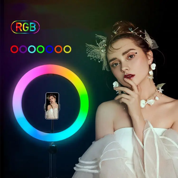 16 видов цветов изменить фотографию в прямом эфире smd rgb кольцевидная подсветка 8 дюймов/20 см 10 дюймов/26 12 дюймов/30 макияж кольцевой светильник на