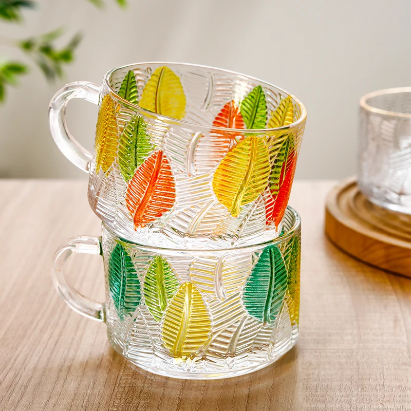 ZC Niche design sense ins large bore relief glass mug retro high appearance level glass iced coffee cup breakfast milk cup