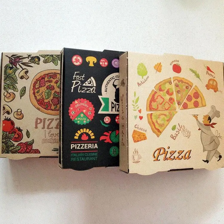 2023 New Personalized Custom Logo Eco Friendly Kraft Paper Food Packaging Pizza Box