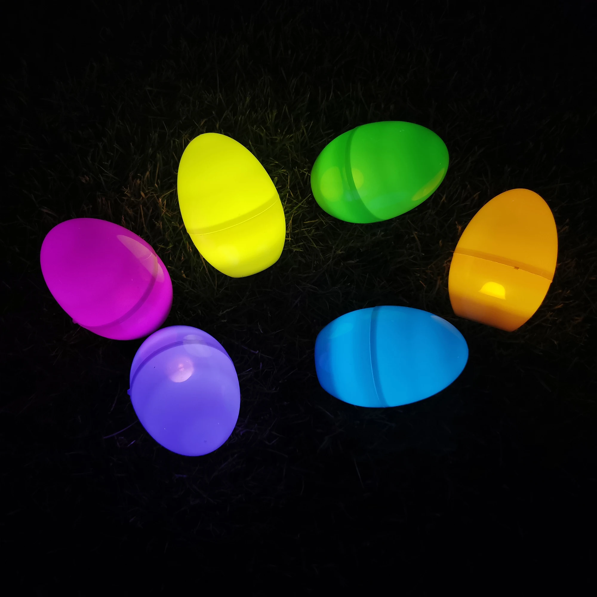 Easter plastic colorful eggs 6ct basket stuffers fitter party decoration light-up toys LED eggs
