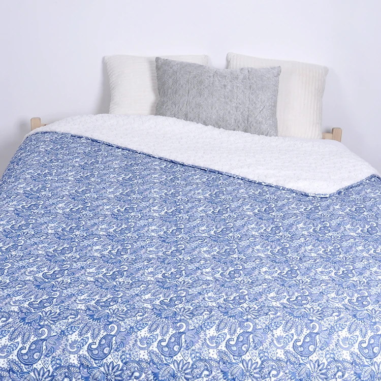 Face 100% polyester microfiber quilt set back sherpa fabric with 120gsm bonded filling