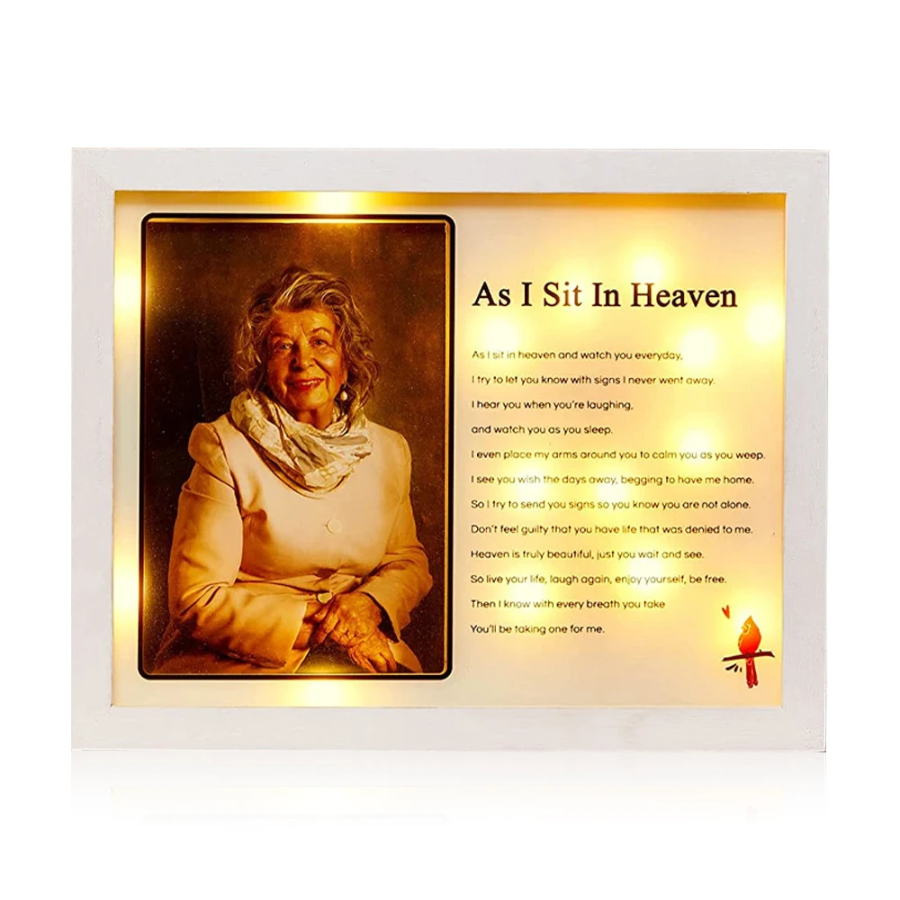 Memorial Picture Frame Sympathy Gifts for Loss of Loved One Led Frame Display for Grandmother Photo Frame with Led Light