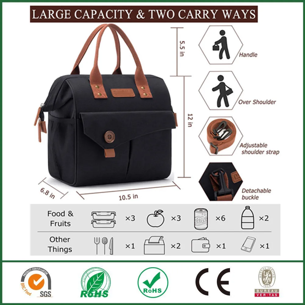 Custom cooler bag Durable Insulated Lunch Bag with adjustable Shoulder Strap for women Work Picnic Hiking