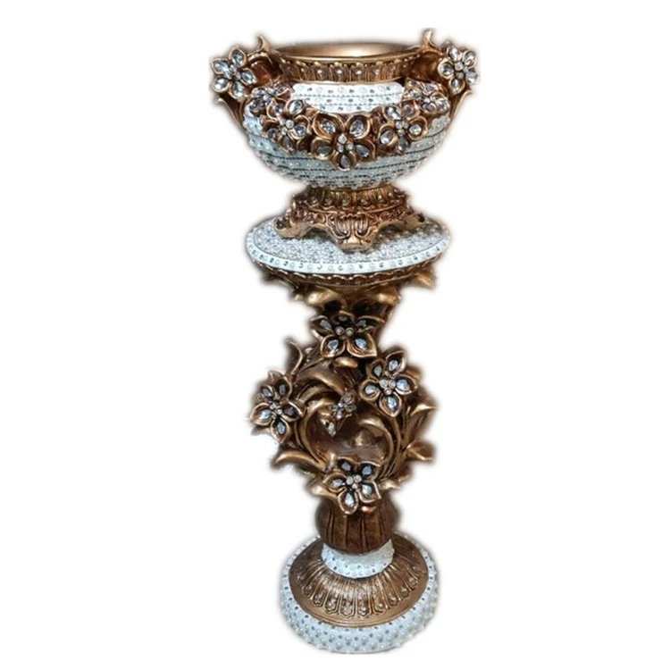 European Style Resin Two-Piece Floor Large Vase Home Decor Marble Pillar