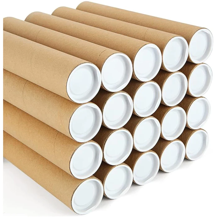 Kraft Paper Mailing Poster Tube With Caps For Shipping Packing Bulk Round Packaging Cardboard Mailers Art Prints Maps Blueprint