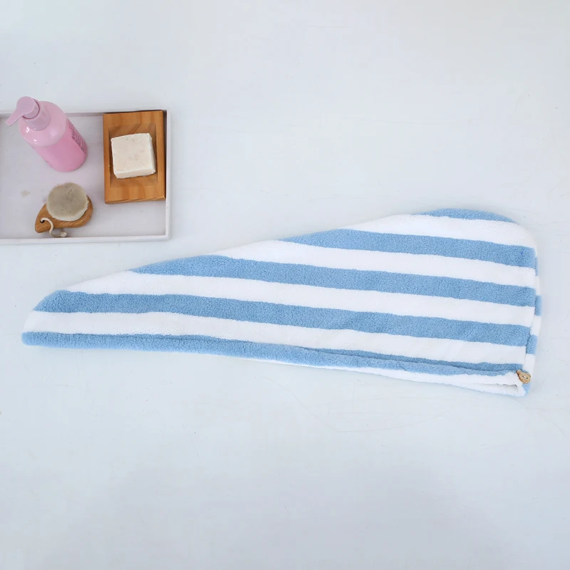 Absorbent custom logo hair dry turban towel with button