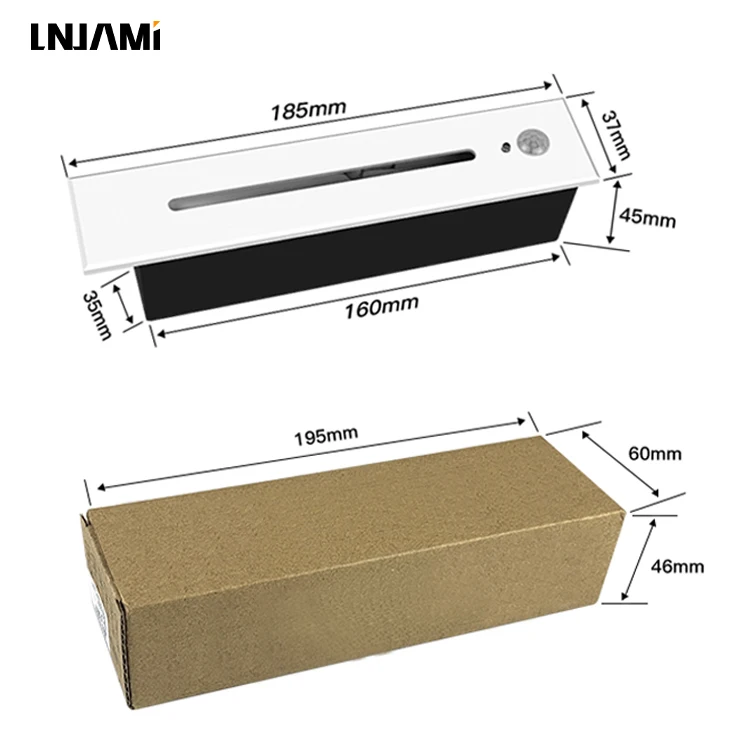 LNJAMI 3W Luxury Design Rectangle Indoor Motion Sensor LED Stair Light For Home Wardrobe Indoor Decor