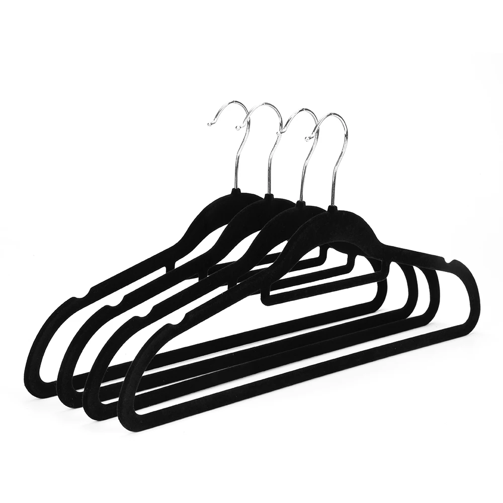 Inspring wholesale velvet non slip flocked clothes hangers space save hanger for cloths