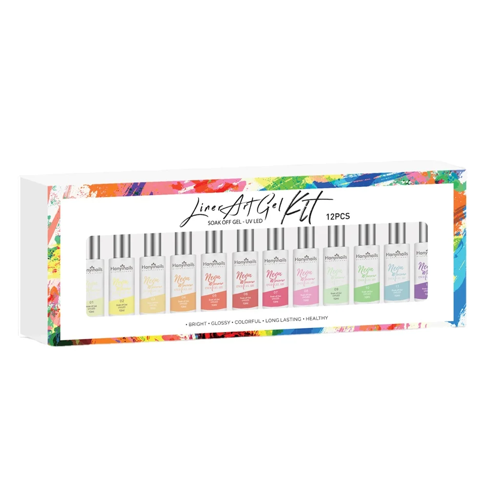 Painting Line UV Gel Polish Set Custom Nail Box Kit Gel 12 colors 3D Nail Art Liner Designs gel