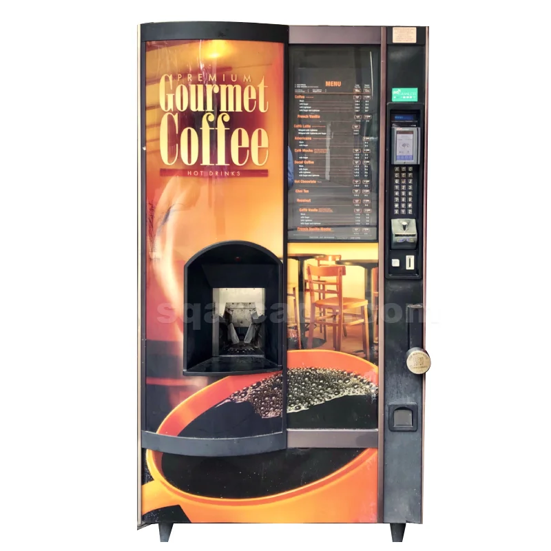Robotic hand-cranked milk tea/coffee vending machine with coin machine credit card payment advertising screen coffee vending mac