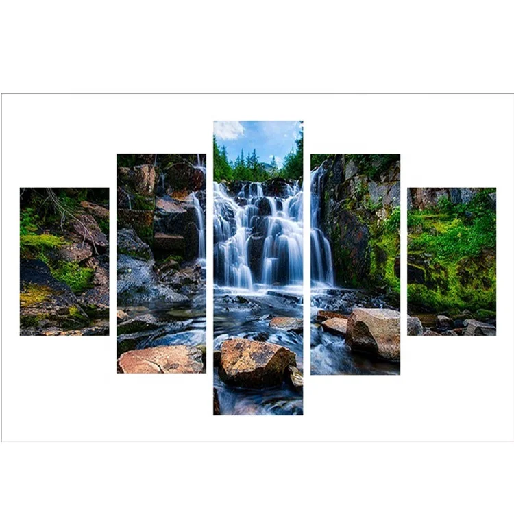 
Customized high quality canvas art prints natural landscape art 5 sets of art pictures oil painting home wall painting 
