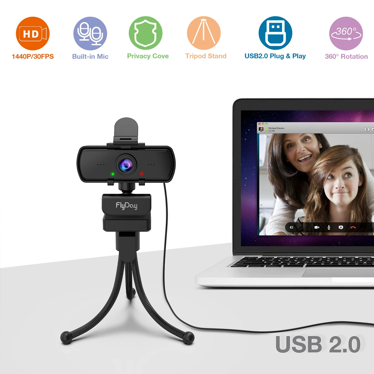 Хит продаж веб-камера для ПК HD 1440P с микрофоном