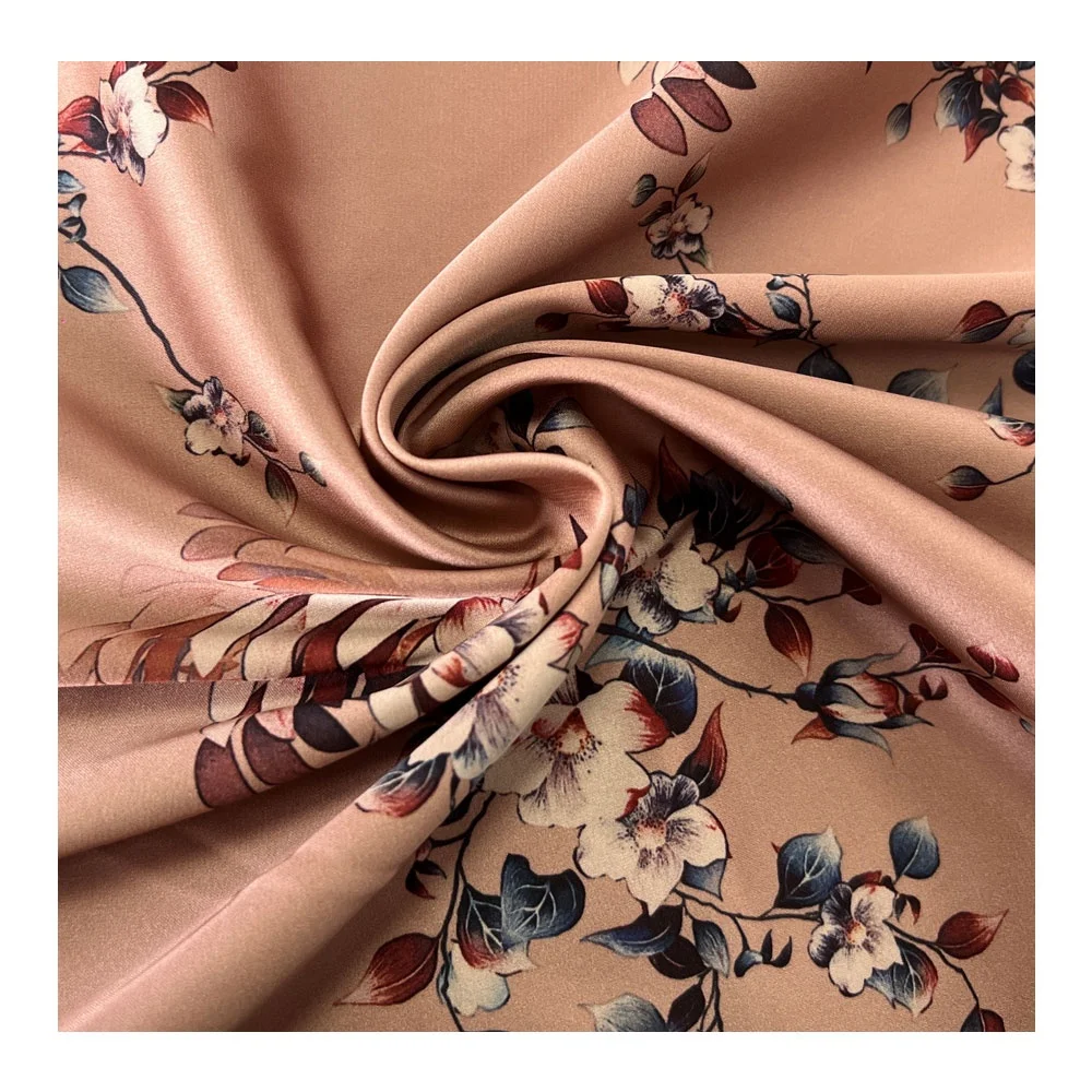 Crepe Back Satin Silk Chiffon Fabric Digital Print 100% Polyester shinny Spandex stretch Tela Silk Satin Fabric for Dress