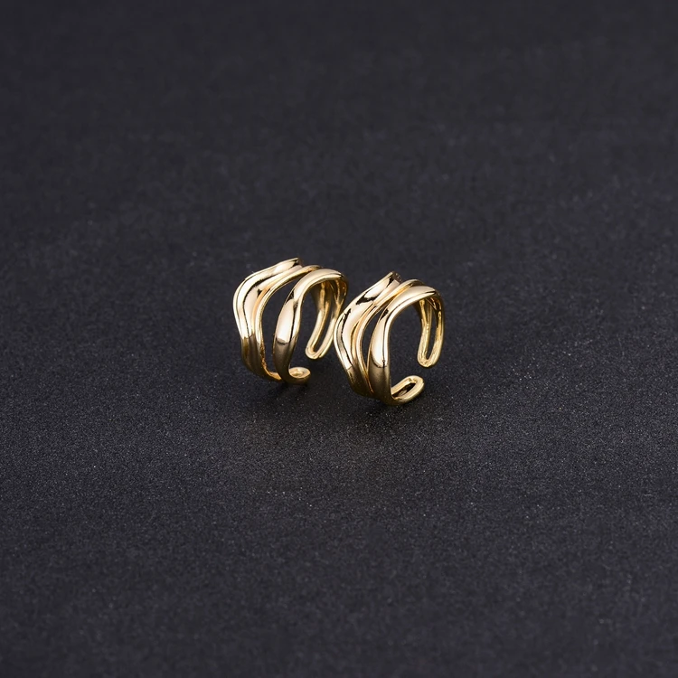 
Unique Design Women Statement Jewelry 14K Gold Plated Link Chain Open Finger Ring Women 