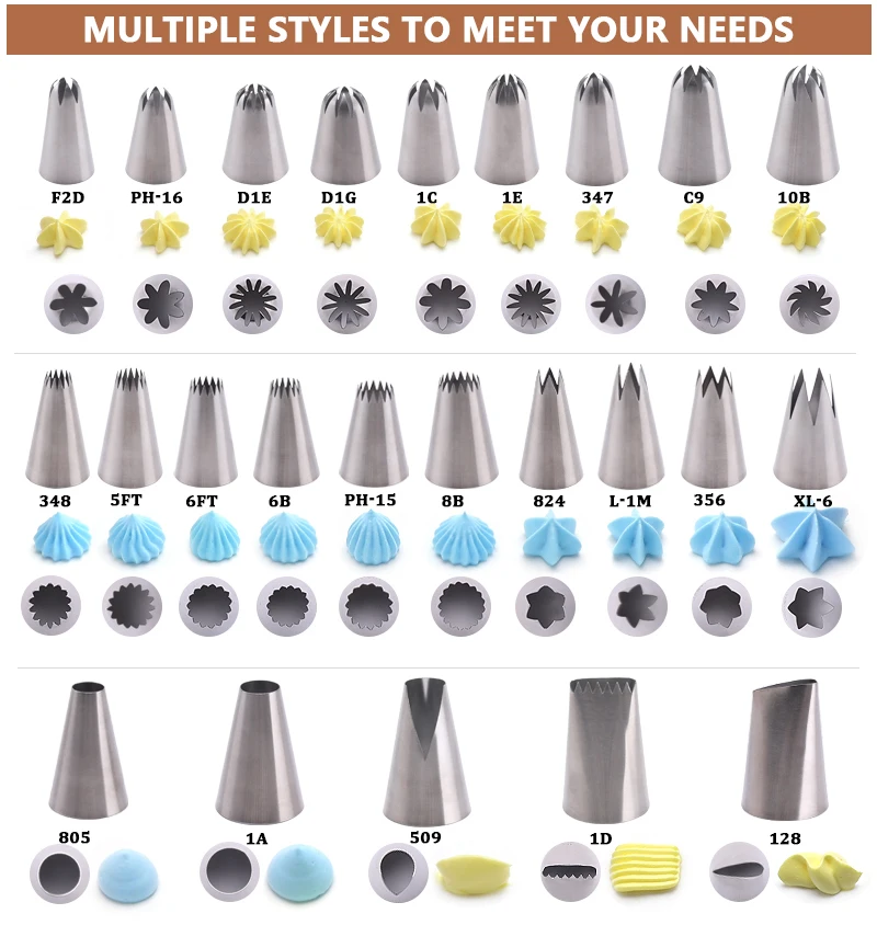 304 Stainless Steel Big Cake Nozzles Variety Styles Cake Decorating Supplies Icing Tips