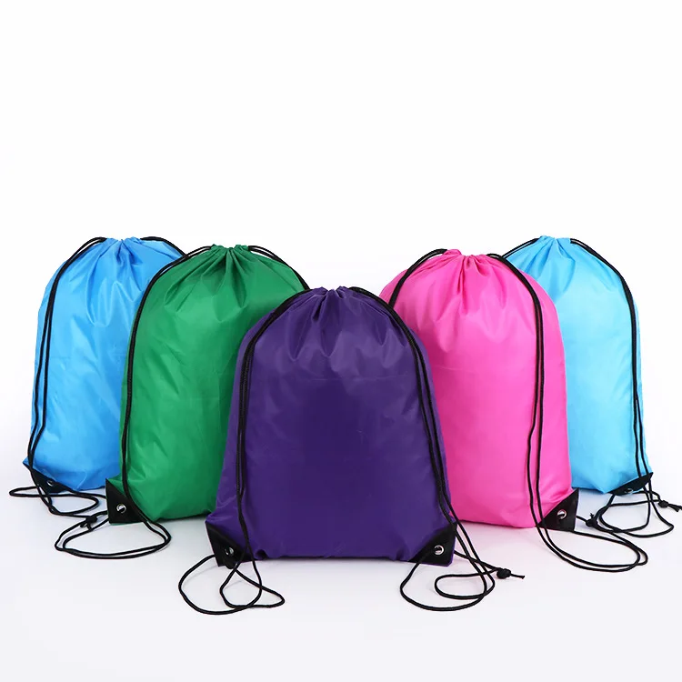 Custom Logo 210D polyester shopping drawstring bag cheap draw string bags sport gym backpack