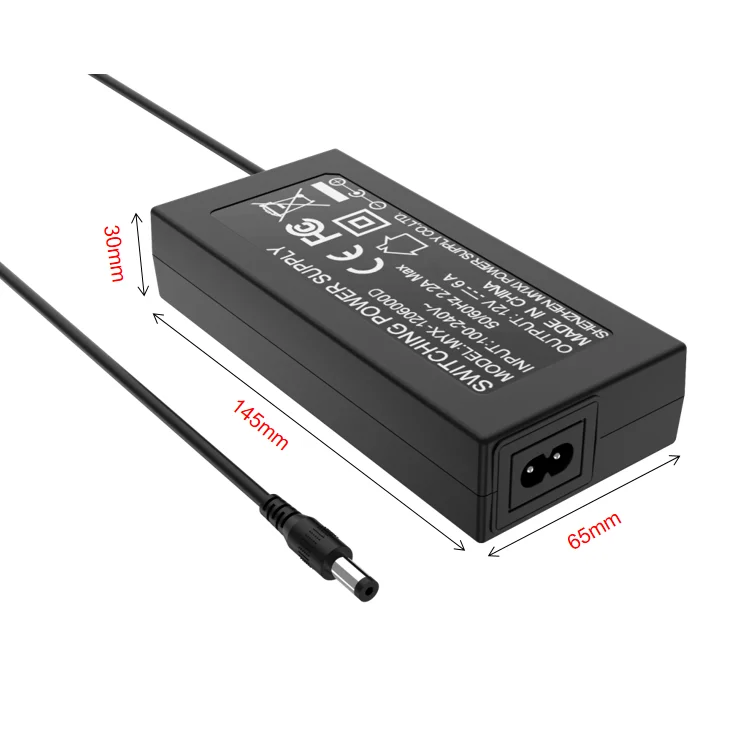 72w ac dc adapter 24v 3a switching power supply 12v 6a for Thermal printer