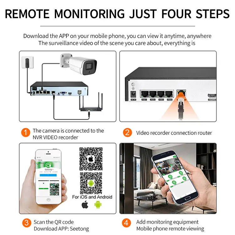New high-quality H.265 4 CH 3 MP Outdoor Security CCTV Camera With DVR System POE NVR Kit 4 Channel POE cctv camera system kit
