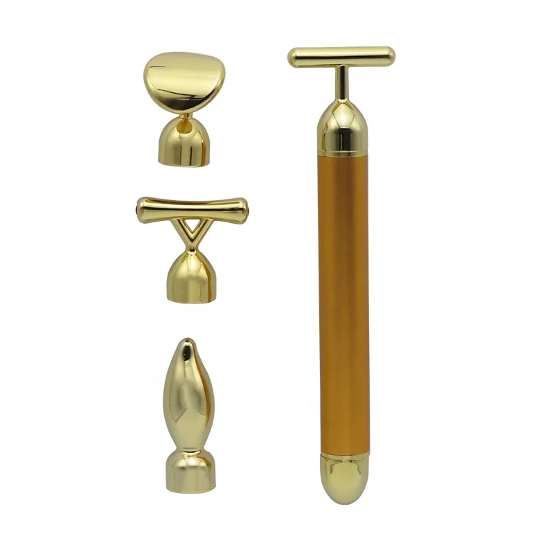 Косметический инструмент T-образный 24K Beauty bar 4 в 1 Мини косметический крем вибрирующий массажер для лица