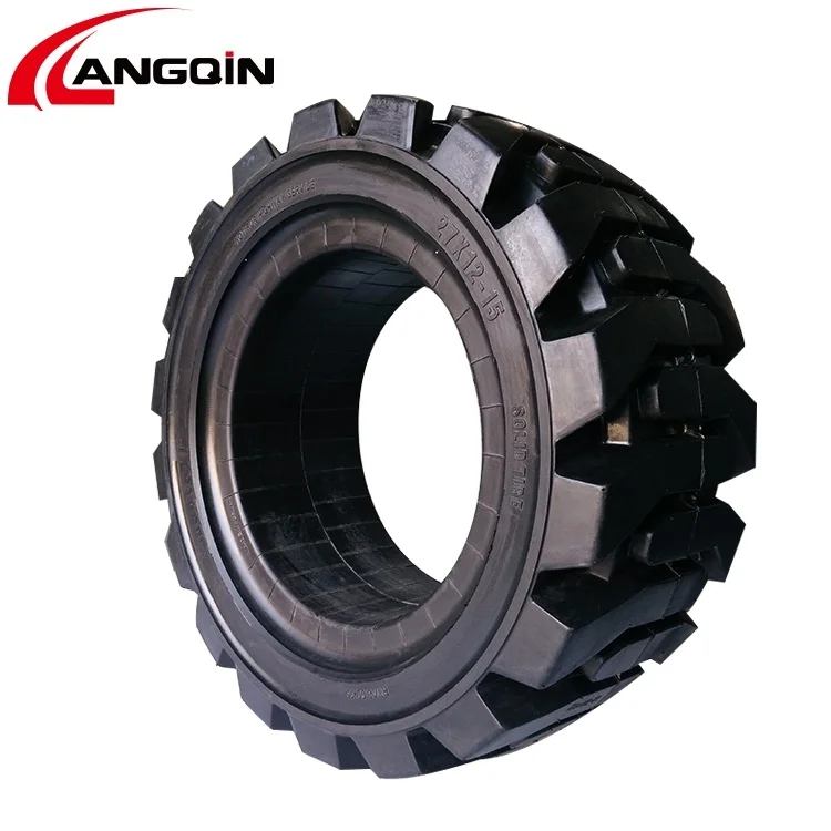LANGQIN brand 27x12-15 construction machinery available loader solid tire wear-resistant explosion-proof free inflation