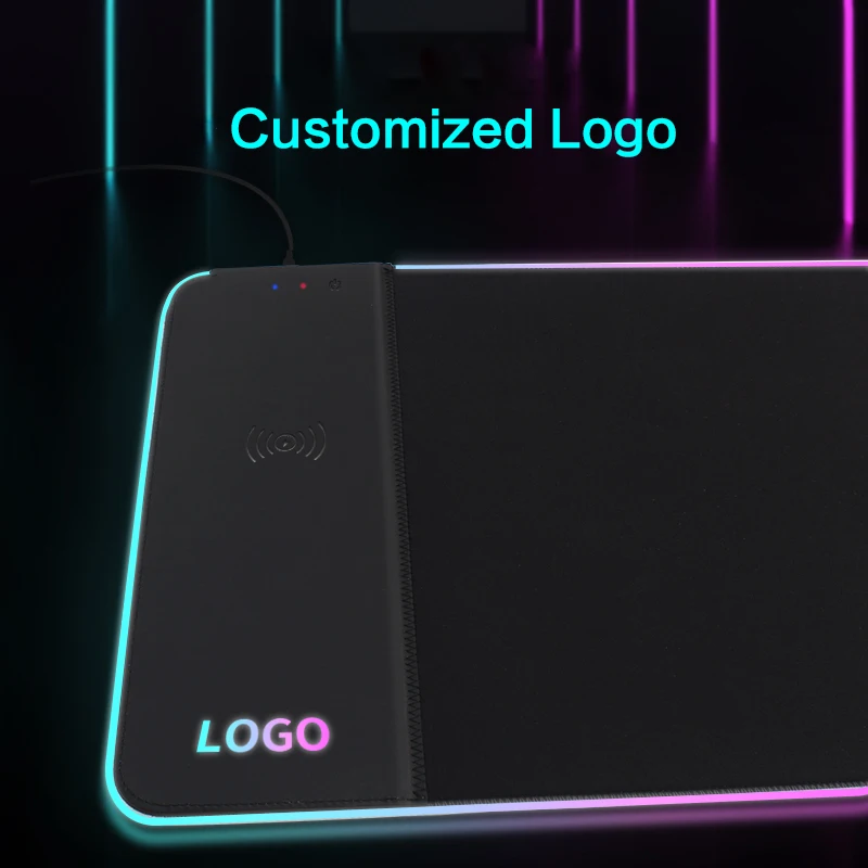 RGB led mouse pad wireless charger 2 in 1 Type consumer electronics custom qi wireless charging mouse pad for mobile phone