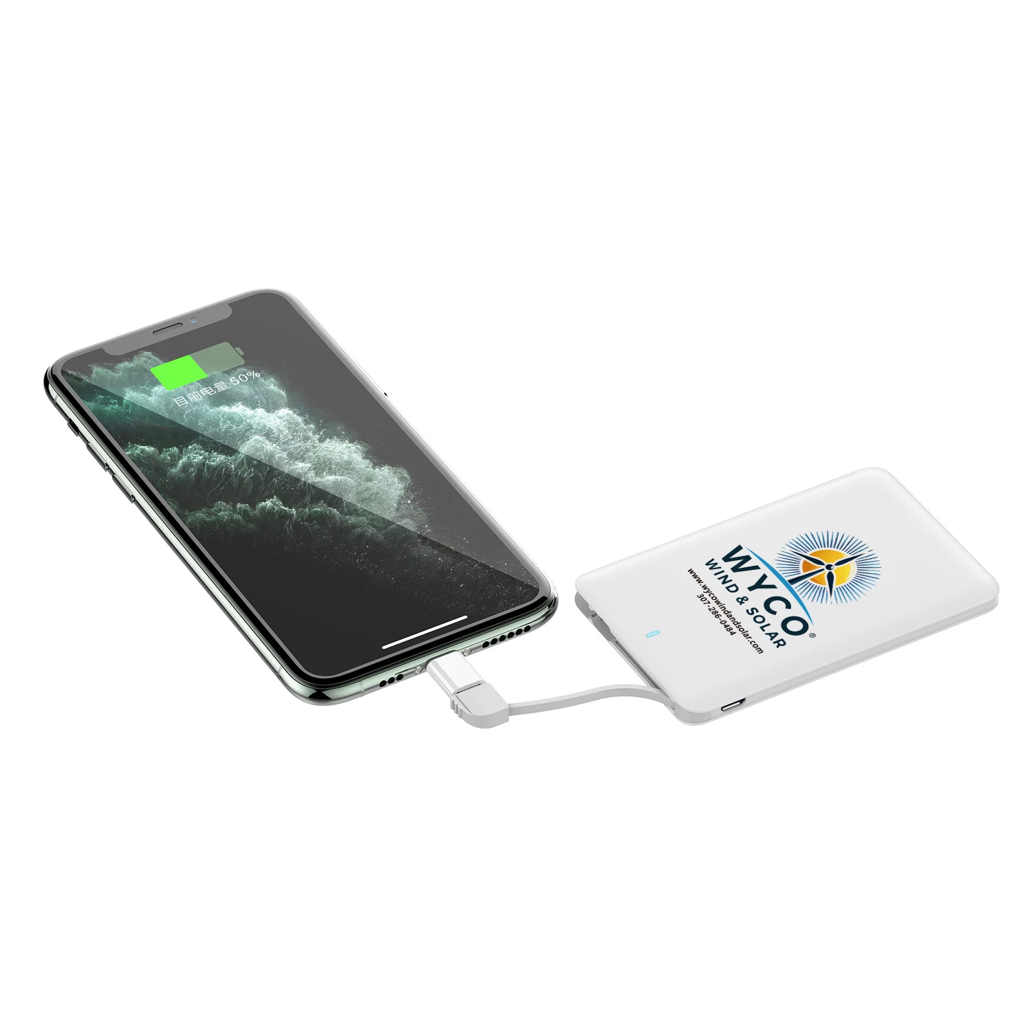 2024 Hot Selling Mini Thin Power Bank 2500mAh Built-In Cable Card Size Power Bank Credit Card Size Portable Power Bank