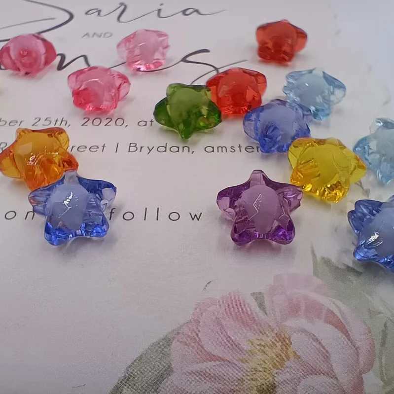 Hot Sale Acrylic Children Puzzle Toy Craft Accessories 12mm Star Shape Clear Decoration Bracelets Necklaces Bead Inside Bead