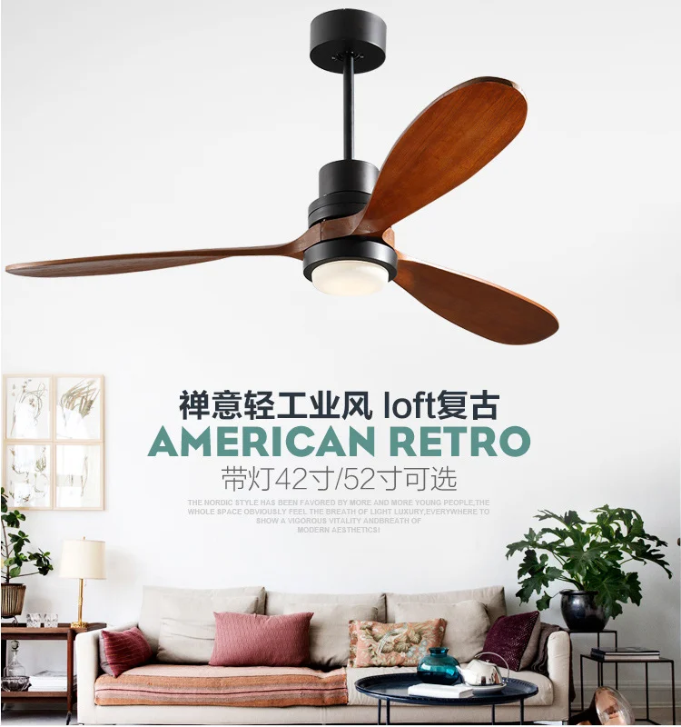Wholesale 110V 220V  modern designer wooden blades ventiladores de techo ceiling fan specification ceiling fan with led light