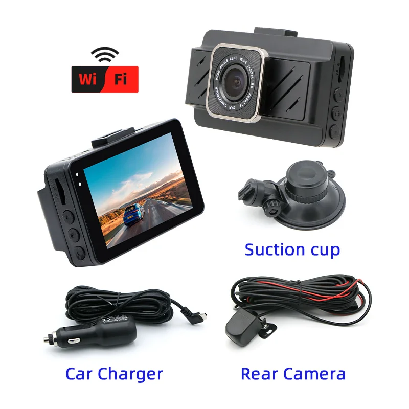 OEM Manufacturer  Fashion Design 3 inch Dual-way DVR 4k+1080P GPS Dash Cam Loop Recording DVR for Universal Car