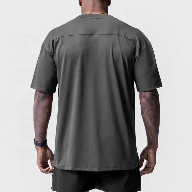 Manufacturer custom printing training sport gym 4 way stretch sweat wicking breathable plain blank washed mesh t shirt for men